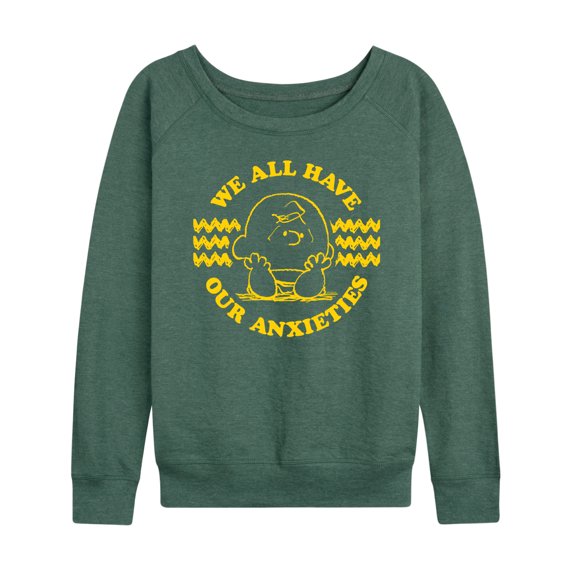 Peanuts - We All Have Our Anxieties - Women's Lightweight French Terry Long Sleeve Shirt