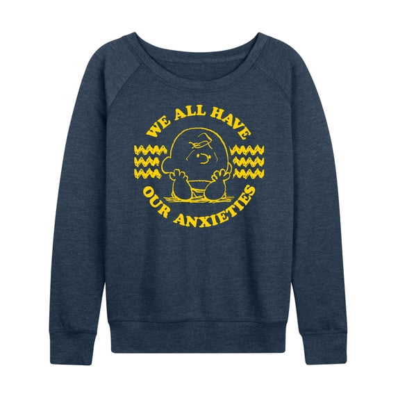 Peanuts - We All Have Our Anxieties - Women's Lightweight French Terry Long Sleeve Shirt