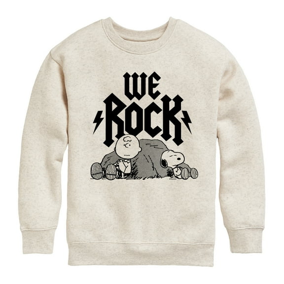 Peanuts - We Rock Charlie Brown And Snoopy - Toddler And Youth Crewneck Fleece Sweatshirt