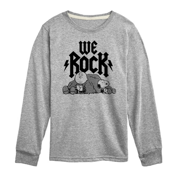 Peanuts - We Rock Charlie Brown And Snoopy - Toddler And Youth Long Sleeve Graphic T-Shirt
