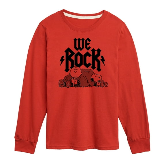 Peanuts - We Rock Charlie Brown And Snoopy - Toddler And Youth Long Sleeve Graphic T-Shirt