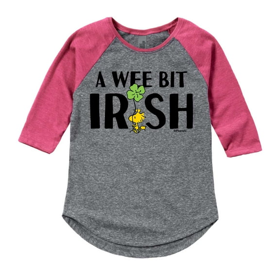 Peanuts - Wee Bit Irish - Toddler and Youth Girls Shirt Tail Raglan