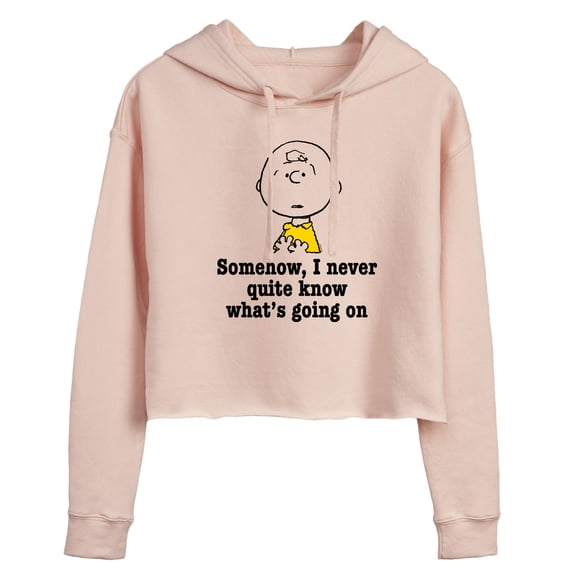 Peanuts - What's Going On - Juniors Cropped Pullover Hoodie