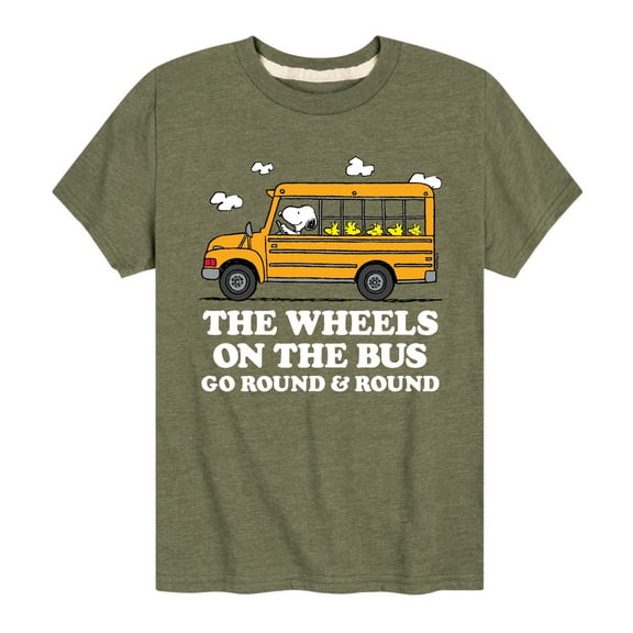 Peanuts - Snoopy and Woodstock - Wheels on the Bus - Back to School - Toddler And Youth Short Sleeve Graphic T-Shirt