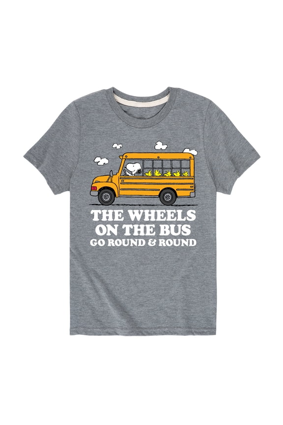 - Snoopy and Woodstock - Wheels on the Bus - Back to School - Toddler And Youth Short Sleeve Graphic T-Shirt