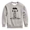 thumbnail image 1 of Peanuts - Who Says Im Crabby Lucy - Toddler & Youth Crewneck Fleece Sweatshirt, 1 of 6
