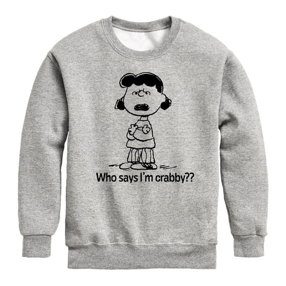 Peanuts - Who Says Im Crabby Lucy - Toddler & Youth Crewneck Fleece Sweatshirt