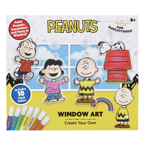 Peanuts Window Art Suncatcher Kit for Kids – Paint Your Own Charlie Brown & Snoopy Window Clings with 10 Vivid Paint Colors – DIY Suncatcher Craft Set for Creative Fun & Window Décor, Ages 6+