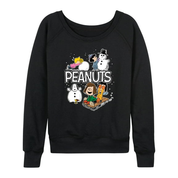 Peanuts - Winter Stickers - Women's French Terry Long Sleeve Pullover