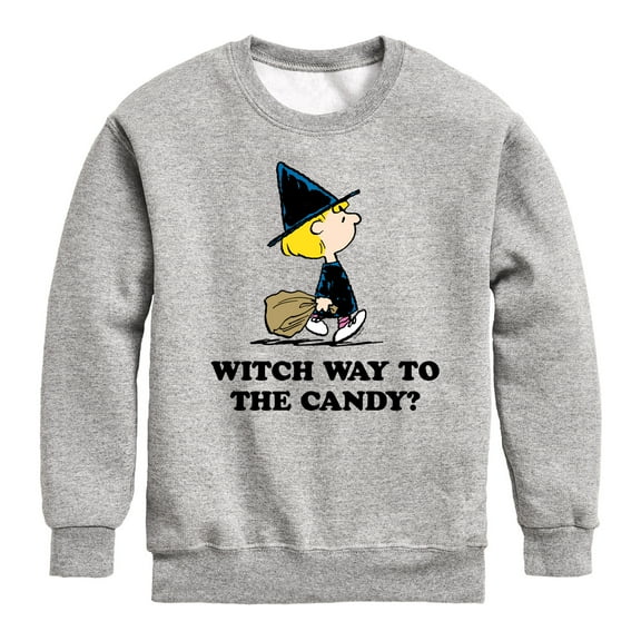 Peanuts - Witch Way To The Candy - Toddler And Youth Crewneck Fleece Sweatshirt