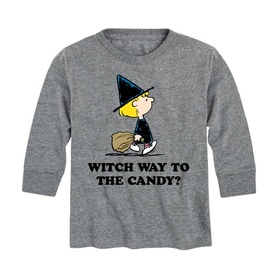 Peanuts - Witch Way To The Candy - Toddler And Youth Long Sleeve Graphic T-Shirt