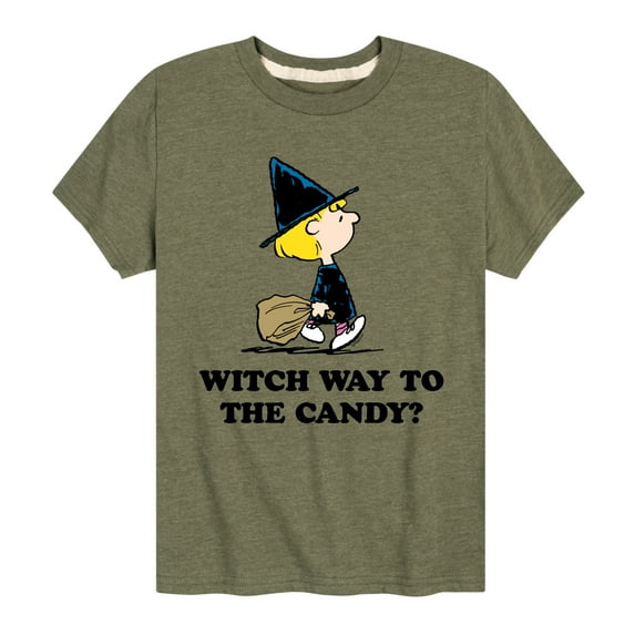 Peanuts - Witch Way To The Candy - Toddler And Youth Short Sleeve Graphic T-Shirt