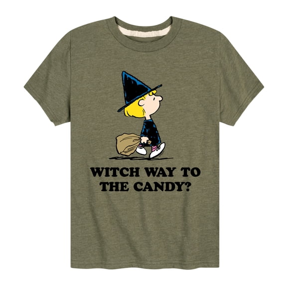 Peanuts - Witch Way To The Candy - Toddler And Youth Short Sleeve Graphic T-Shirt