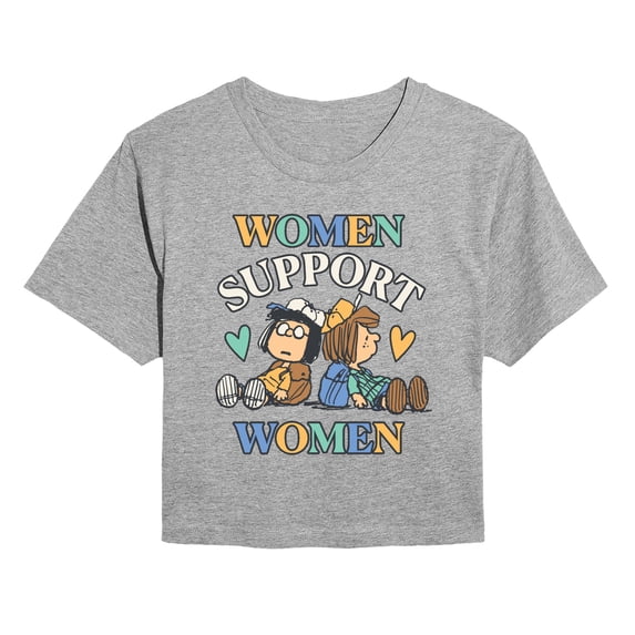 Peanuts - Women Support Women - Juniors Cropped Graphic T-Shirt