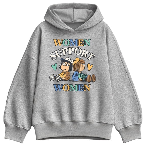 Peanuts - Women Support Women Oversized Fleece Hoodie Sweatshirt