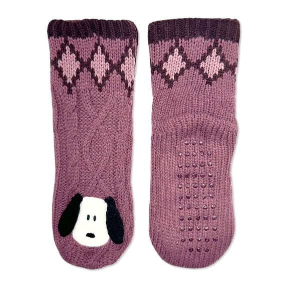 Peanuts Women's 3D Sweater Slipper Socks, 1-Pack, Size 4-10