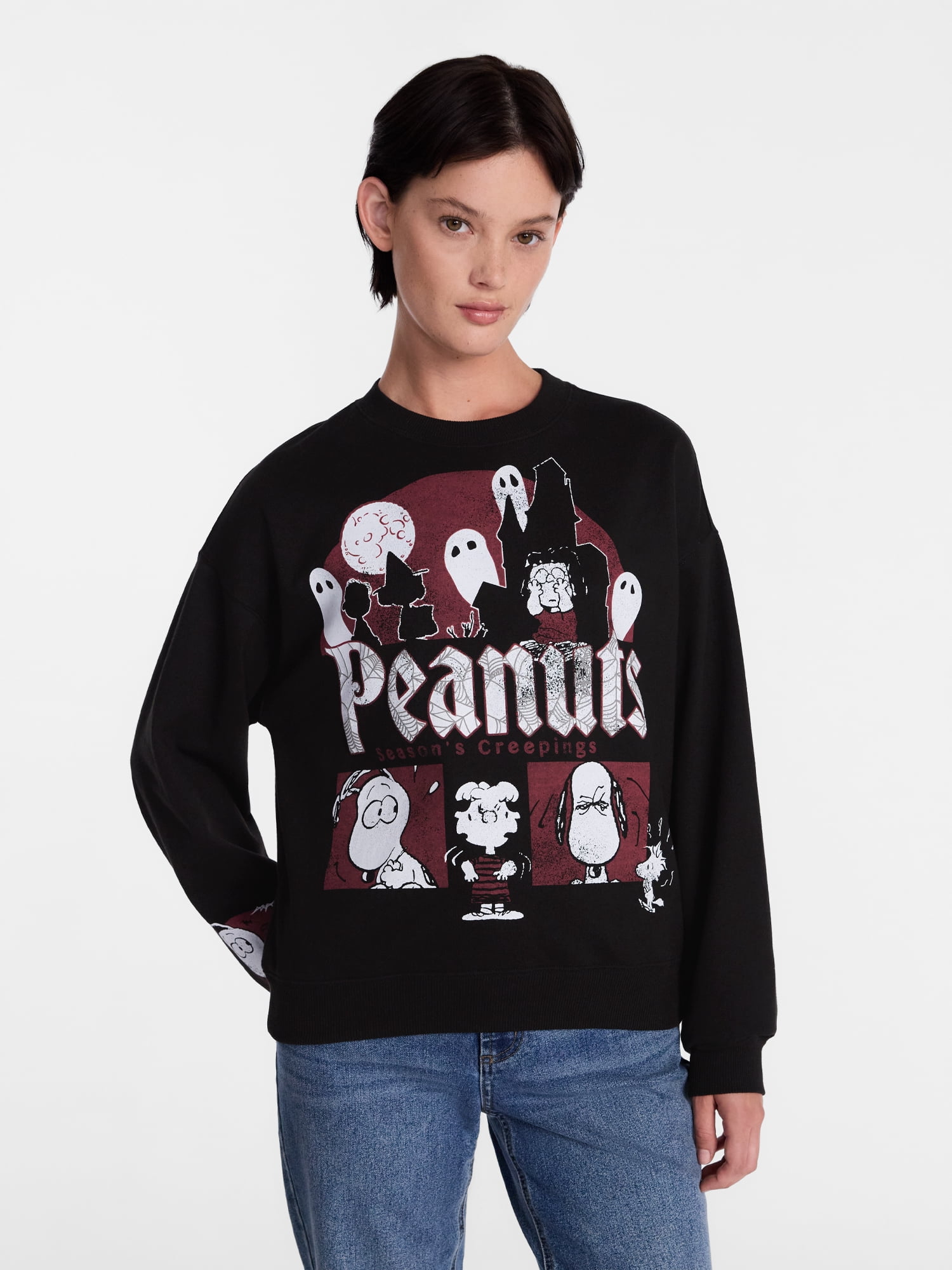 Peanuts Women's Halloween Graphic Fleece Sweatshirt with Long Sleeves, Sizes XXS-XXL