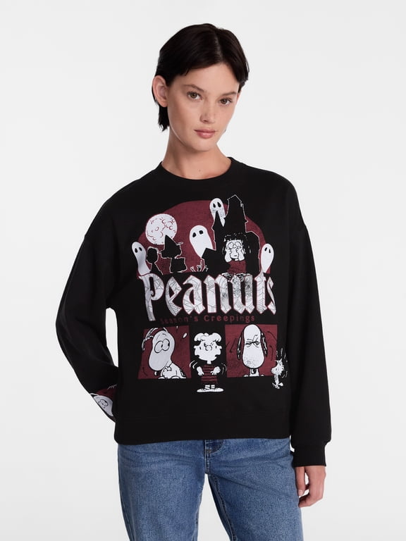 Women's Halloween Graphic Fleece Sweatshirt with Long Sleeves, Sizes XXS-XXL
