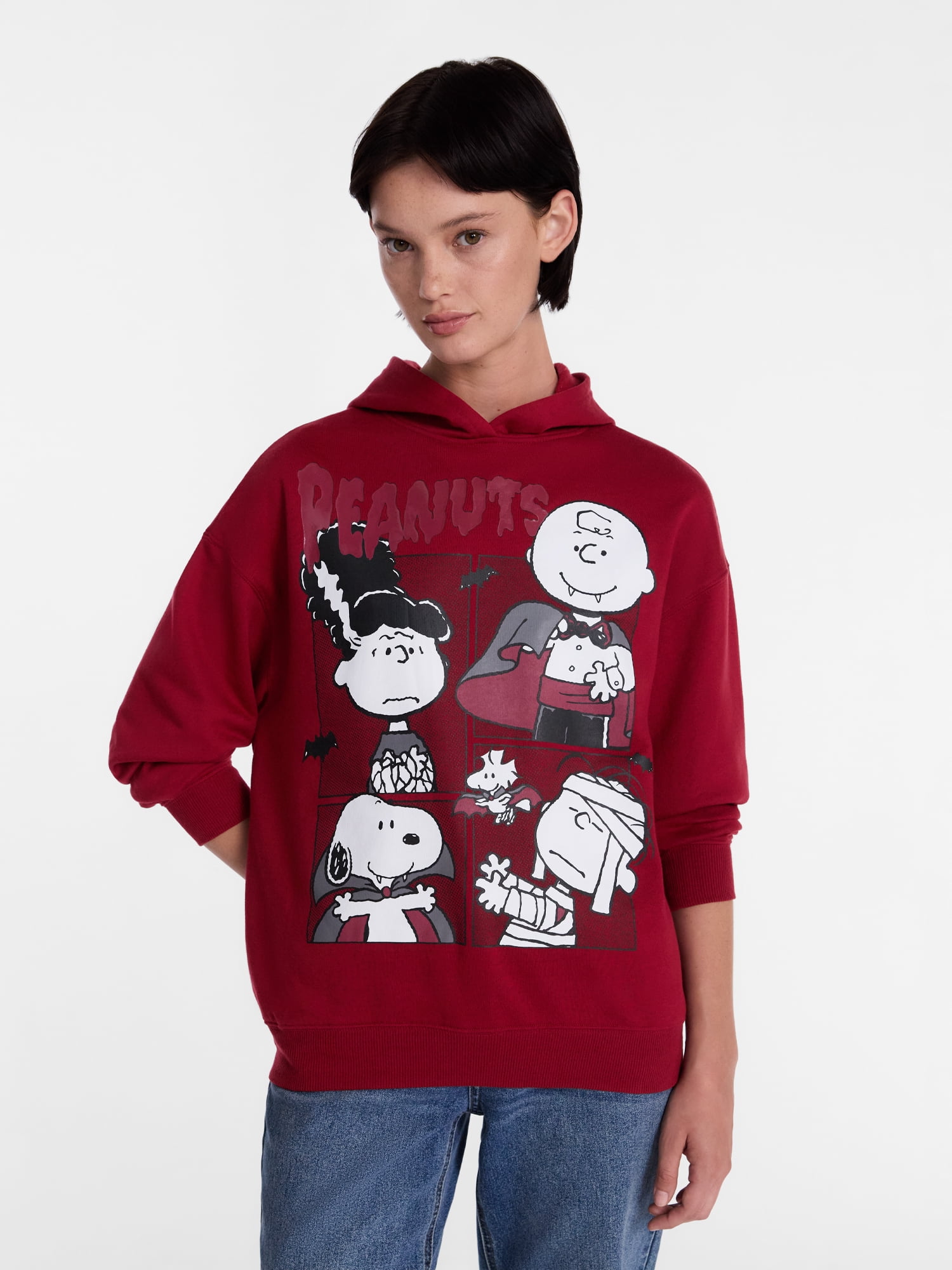 Peanuts Women's Halloween Graphic Fleece Hoodie with Long Sleeves, Sizes XXS-XXL