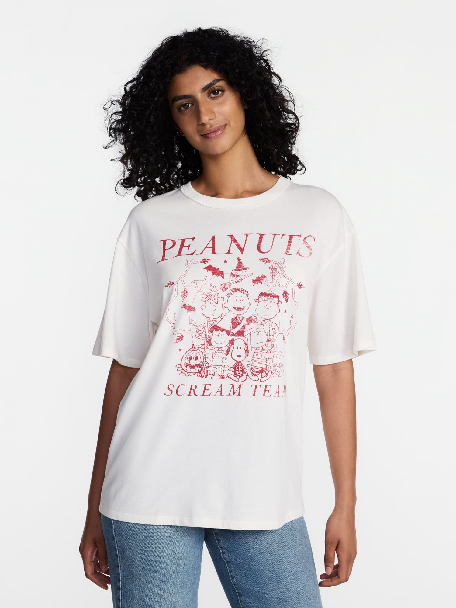 Peanuts Women's Halloween Graphic Oversized Tee, Sizes XXS-XXL