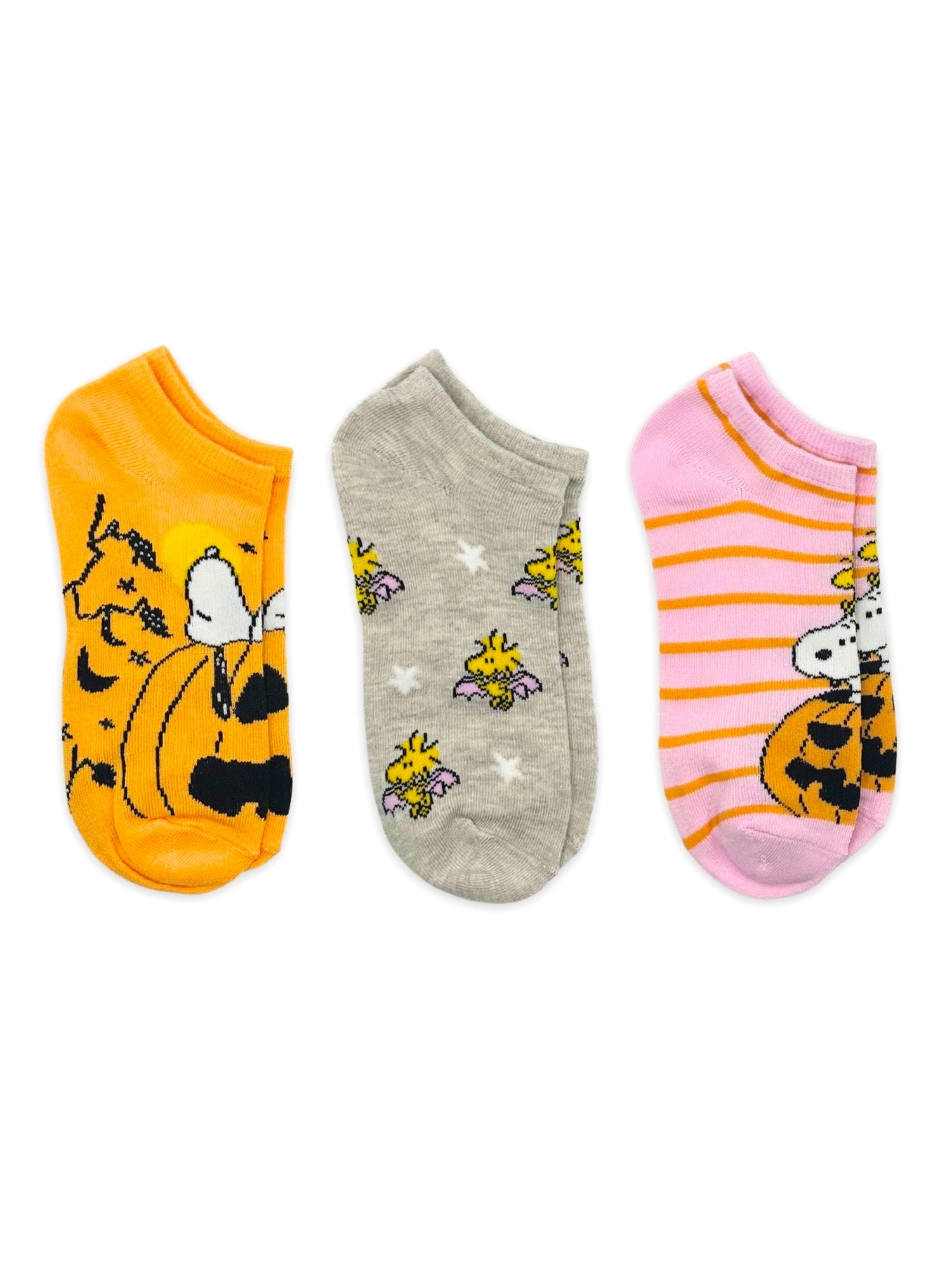 Peanuts Women's Halloween No-Show Socks, 3-Pack, Size 4-10
