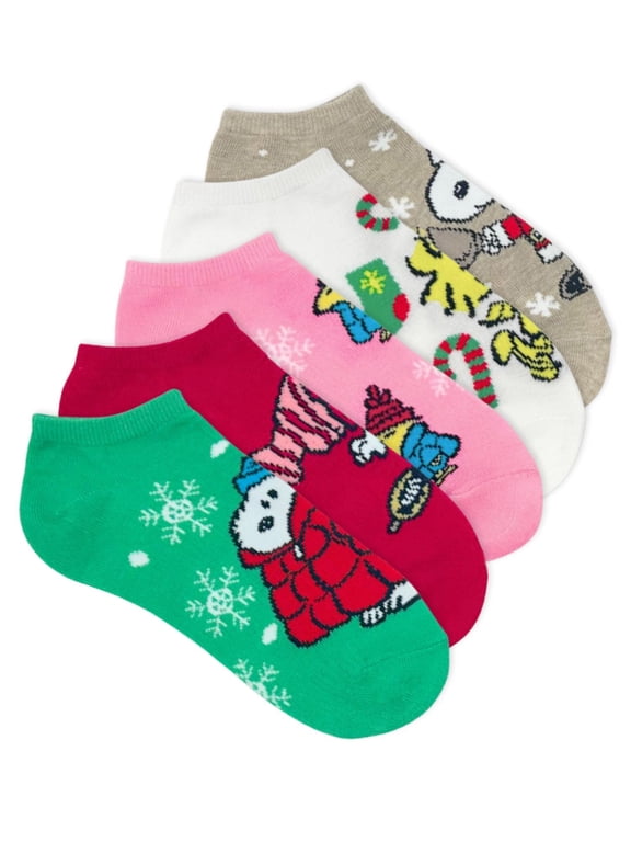 Women's Holiday No-Show Socks, 5-Pack, Size 4-10
