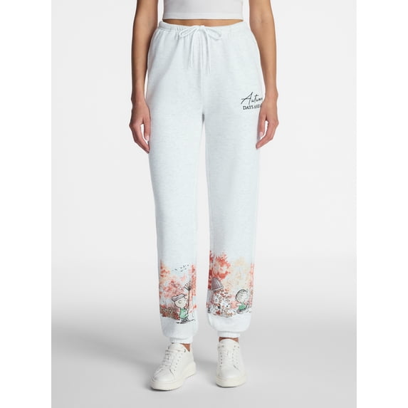 Peanuts Women's Screenprint Drawstring Fleece Joggers, Sizes XXS-4X