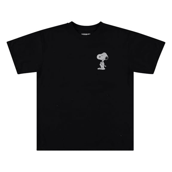 Peanuts Women's Shirt, Classic Embroidered Print Cartoon Snoopy T-shirt Black - M