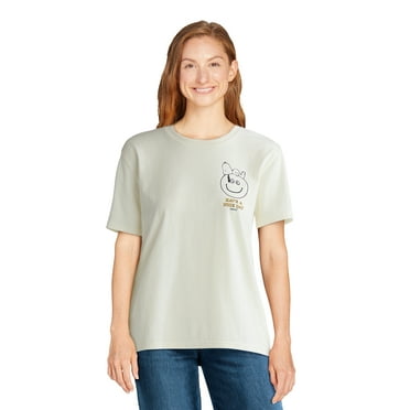 Peanuts Women’s Snoopy Front Back Graphic Tee with Short Sleeves, Sizes XXS-XXL