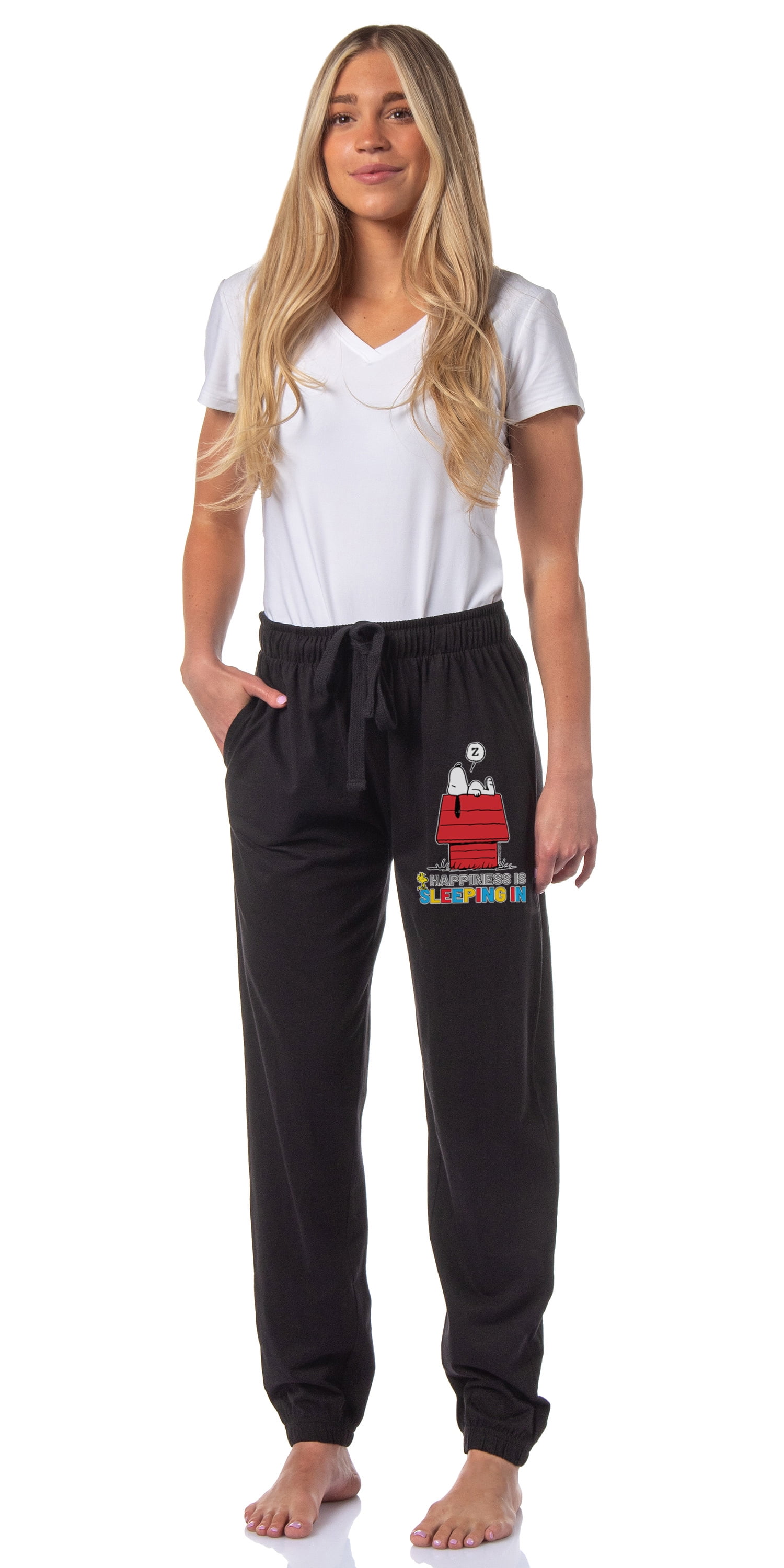 Peanuts Women's Snoopy Happiness Is Sleeping In Sleep Jogger Pajama ...