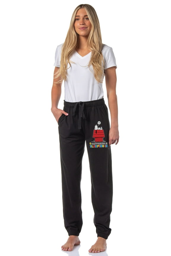 Peanuts Women's Snoopy Happiness Is Sleeping In Sleep Jogger Pajama Pants