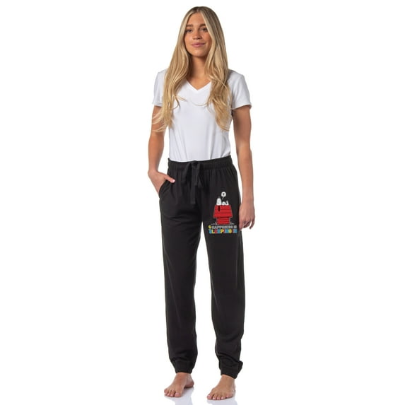 Peanuts Women's Snoopy Happiness Is Sleeping In Sleep Jogger Pajama Pants