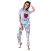 PJAMMY Peanuts Womens' Snoopy Happiness is Sleeping In Short-Sleeve Shirt Pajama Pant 2PC Set Lounge Sleepwear