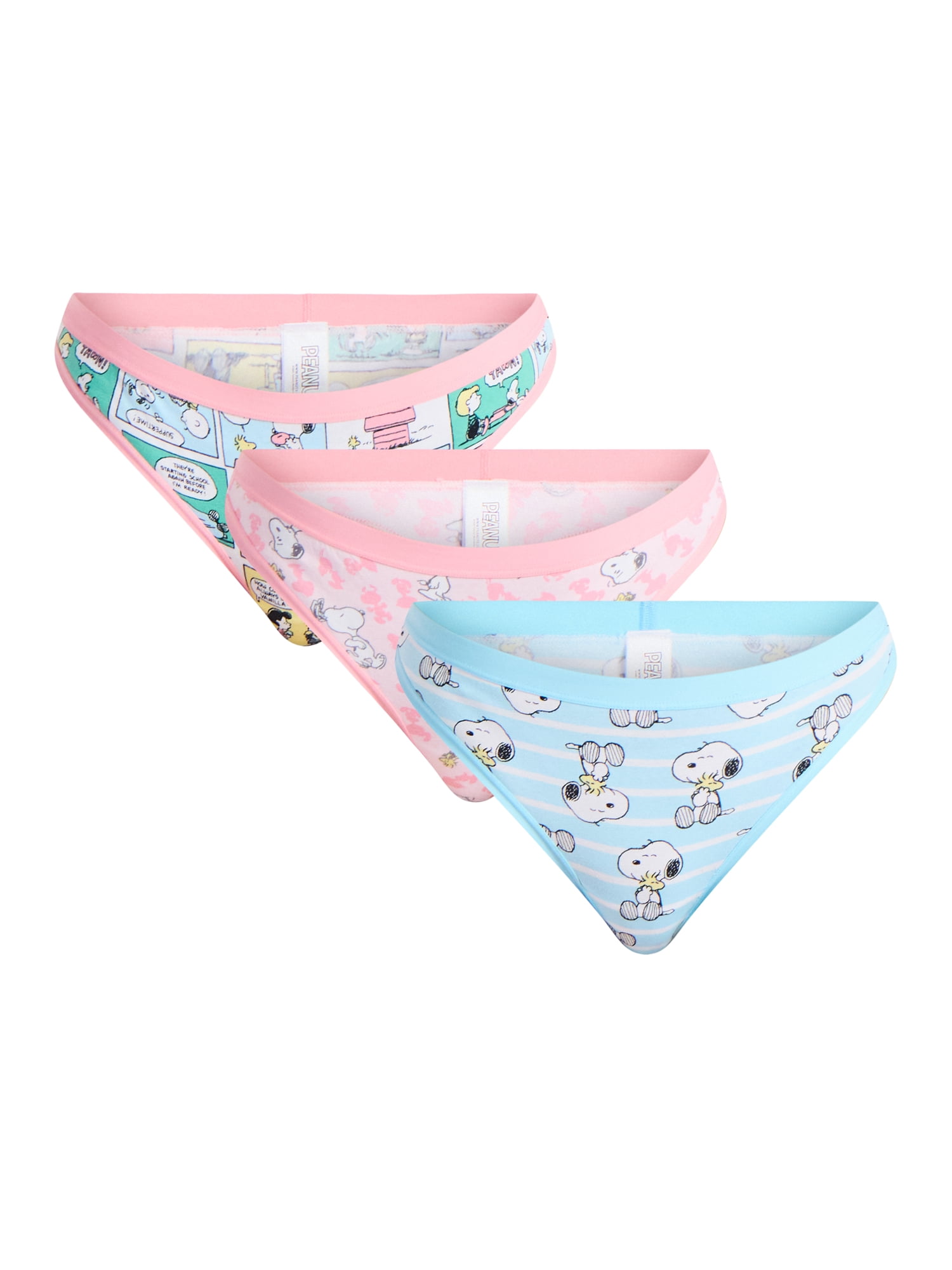 Peanuts Women's Thong Panties, 3-Pack, Sizes S-XXL