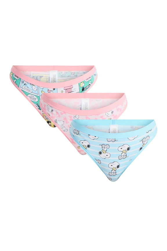 Peanuts Women's Thong Panties, 3-Pack, Sizes S-XXL