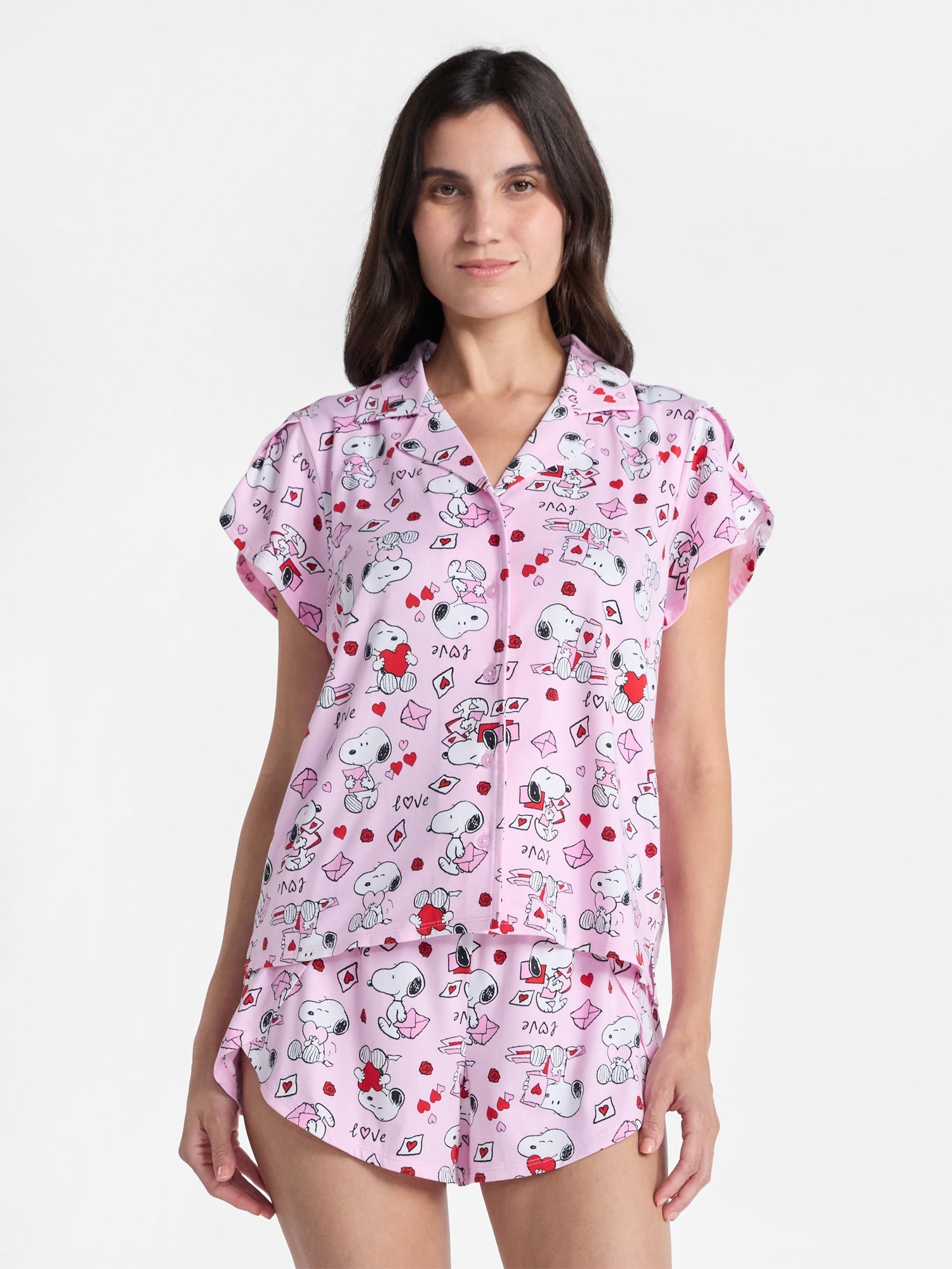 Peanuts Women's Valentine's Day Shorty Pajama Set, 2-Piece, Sizes XS-3X