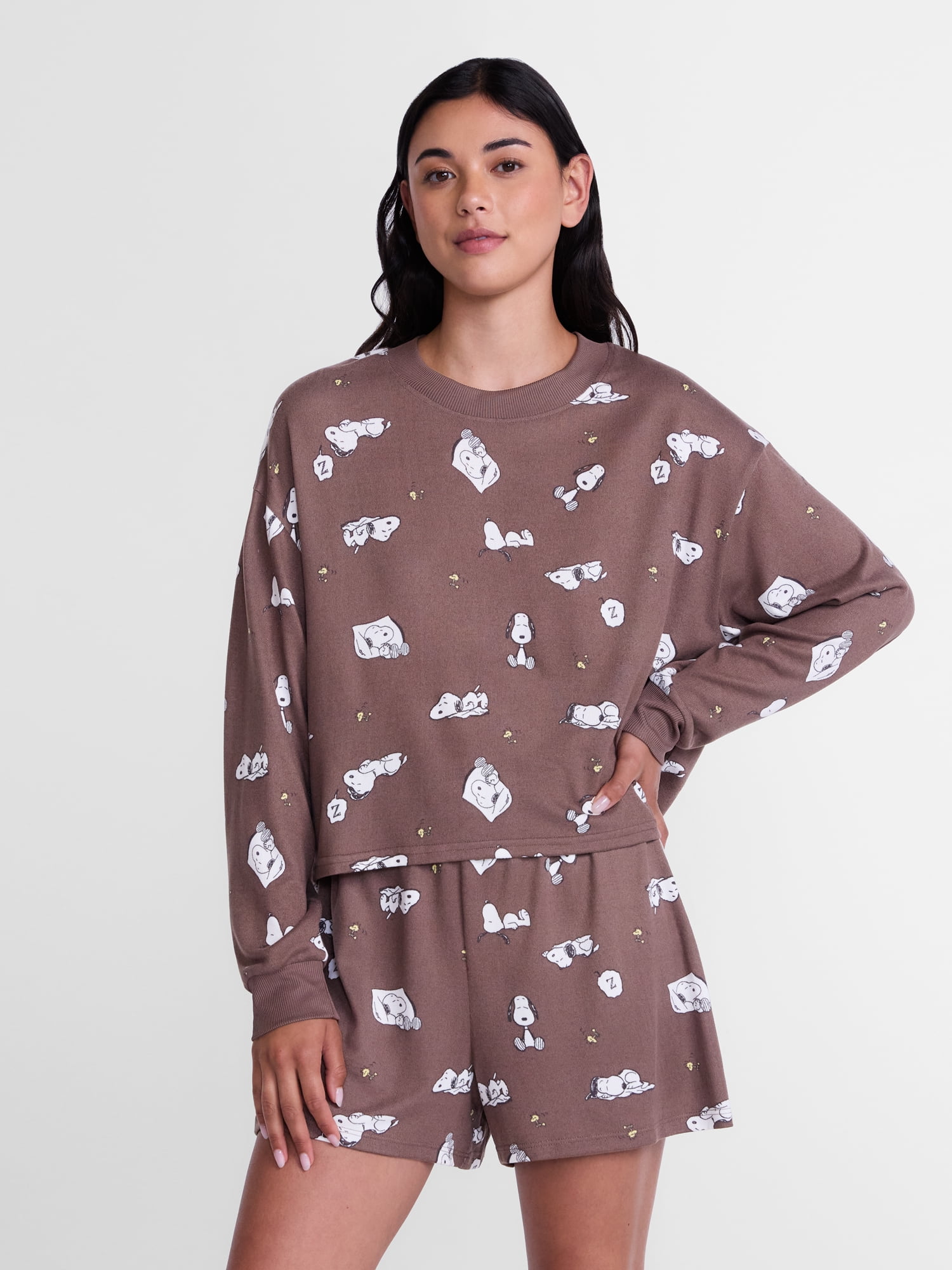 Peanuts Women's and Women's Plus Tee and Shorts Pajama Set by Grayson Social, 2-Piece, Sizes XS-3X