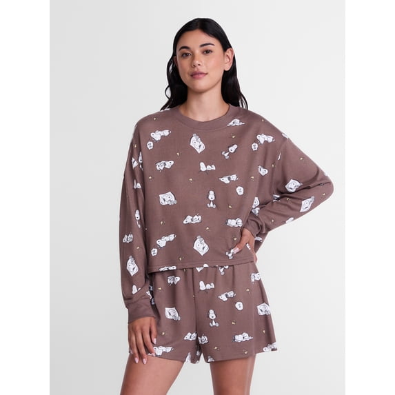 Peanuts Women's and Women's Plus Tee and Shorts Pajama Set by Grayson Social, 2-Piece, Sizes XS-3X