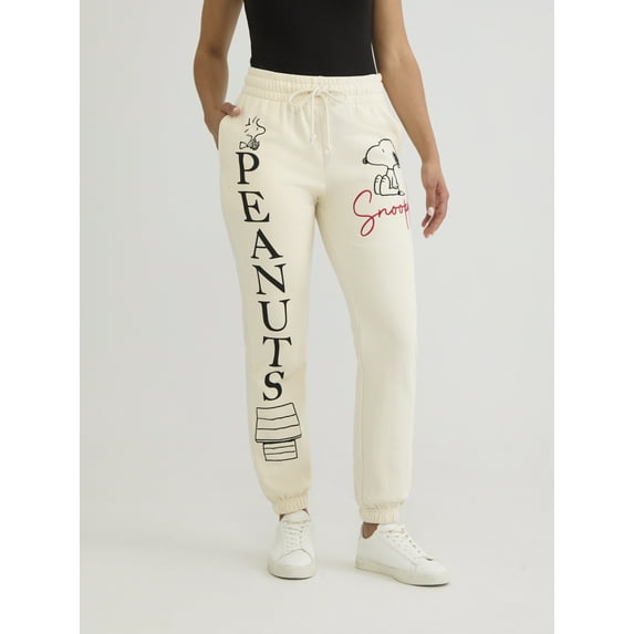 Peanuts Women’s and Women’s Plus Snoopy Graphic Print Joggers, 29'' Inseam, Sizes XXS-2XL