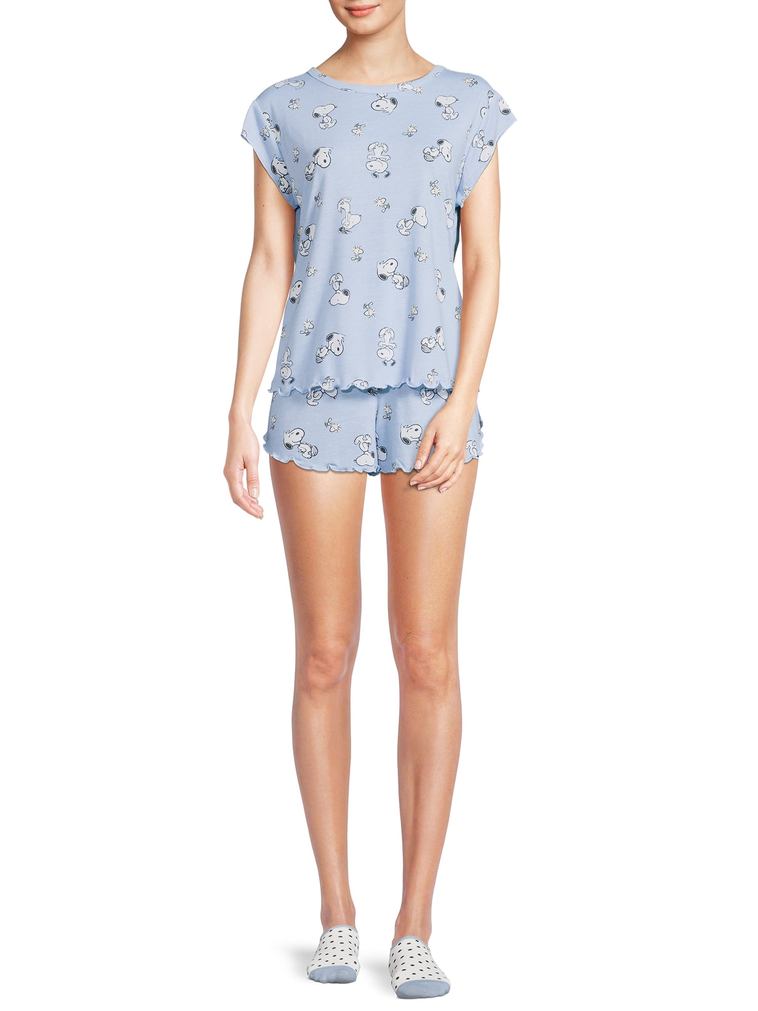 Peanuts Women's and Women's Plus Snoopy Top and Shorts Pajama Set, 3 ...