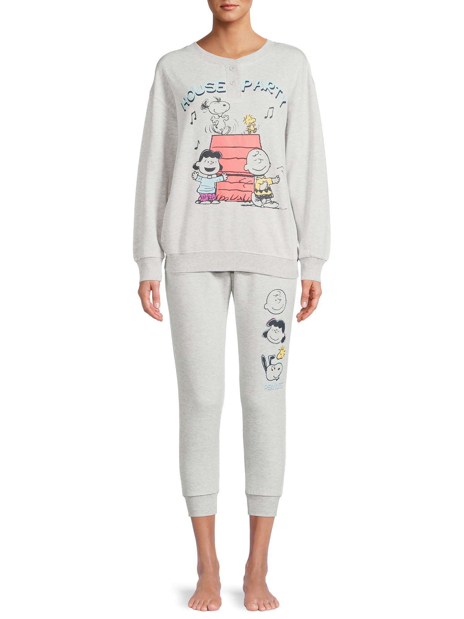 Peanuts Women's nad Women's Plus Snoopy and Gang Long Sleeve Pajama Top ...