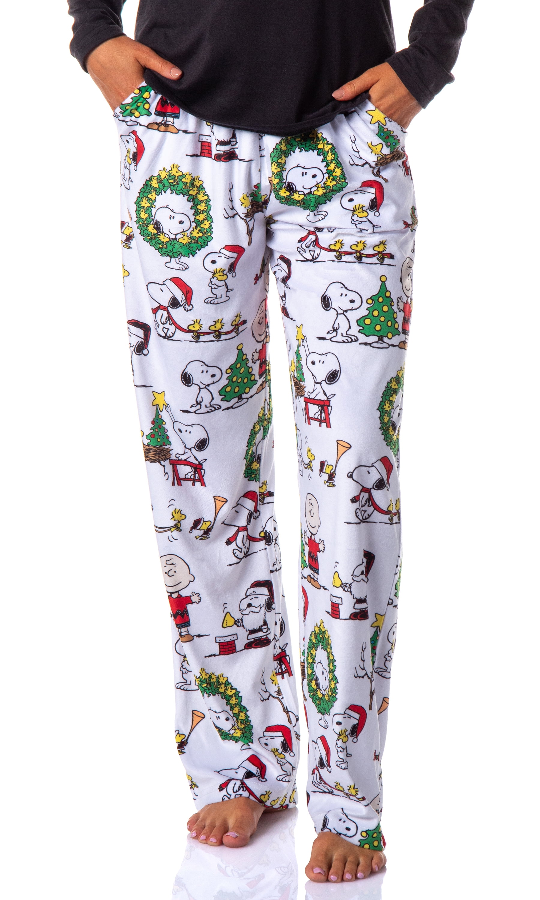Peanuts Womens' Christmas Charlie Brown Snoopy Santa Sleep Pajama Pants