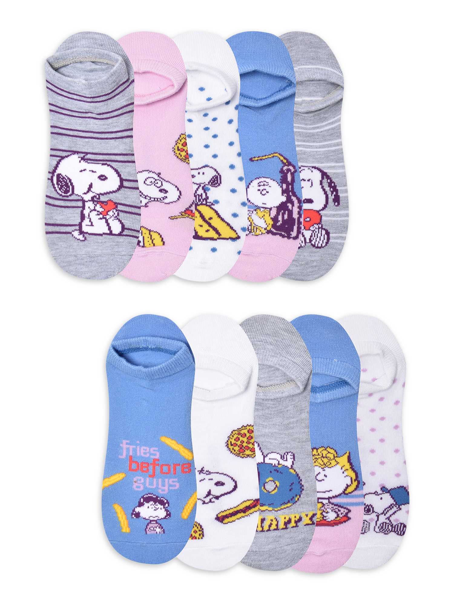 Peanuts Womens Graphic Super No Show Socks, 10-Pack, Sizes 4-10 - image 1 of 5