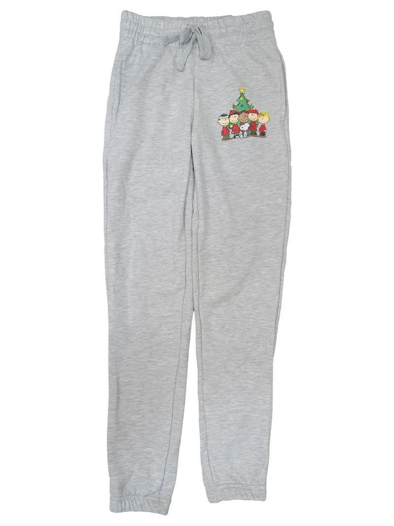 Peanuts Womens Gray Snoopy & Friends Christmas Joggers Sweat Pants