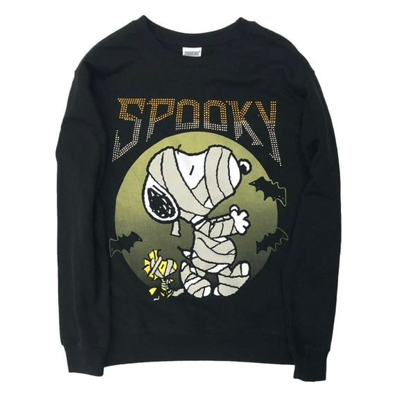 Peanuts Womens (Jrs) Sequin Snoopy Mummy Halloween Sweat Shirt Sweatshirt Medium