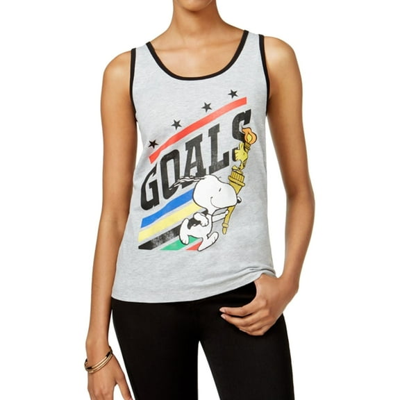 Peanuts Womens Olympics Goals Tank Top, Grey, Juniors, Small