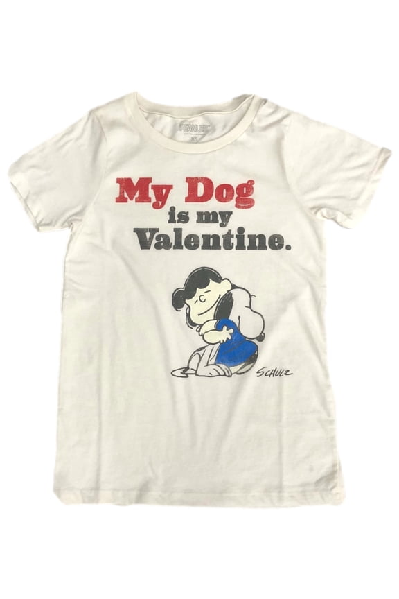 Peanuts Womens Snoopy & Lucy My Dog is My Valentine T-Shirt Tee Shirt X-Small