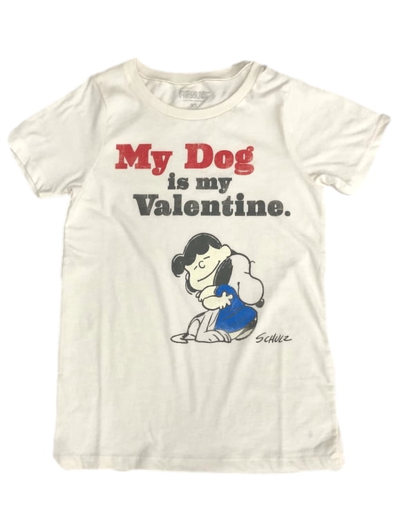 Peanuts Womens Snoopy & Lucy My Dog is My Valentine T-Shirt Tee Shirt X-Small