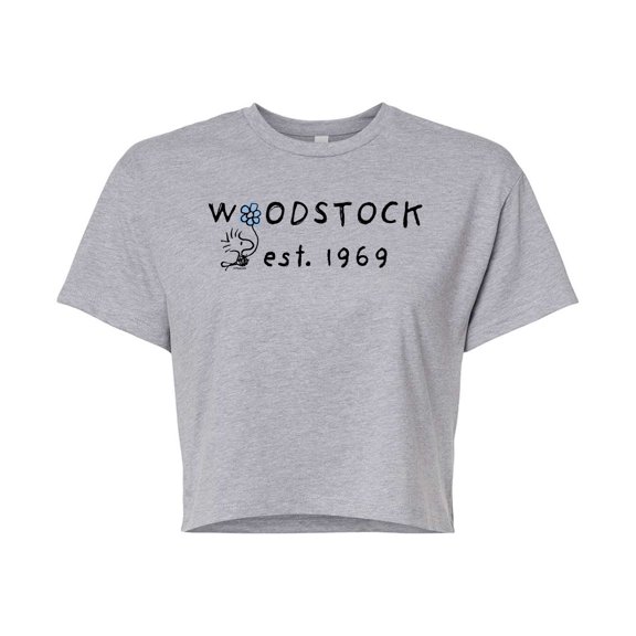 Peanuts - Woodstock 1969 - Juniors Cropped Cotton Blend T-Shirt