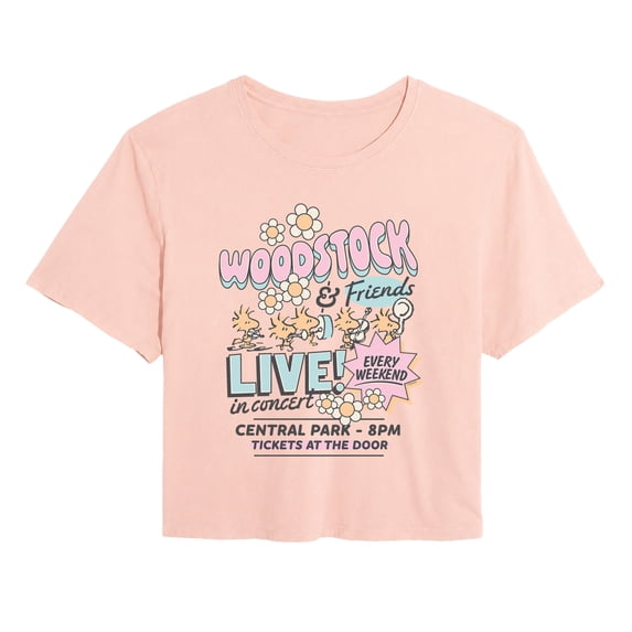 Peanuts - Woodstock And Friends Band Tee - Juniors Cropped Graphic T-Shirt